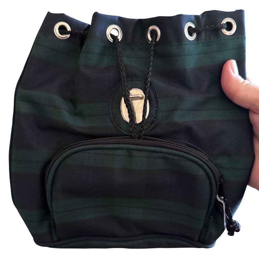 Mini Backpack Small Green Navy Black Watch Plaid‎ Sling New